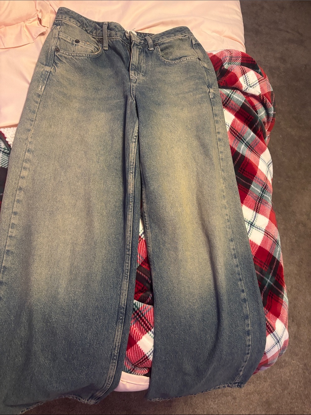 BDG Washed Blue Wide-Leg Flare Jeans
